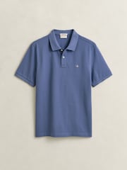 GANT Washed Blue Shield Logo Pique Polo Shirt - Image 5 of 5