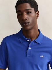 GANT Bright Blue Shield Logo Pique Polo Shirt - Image 4 of 5