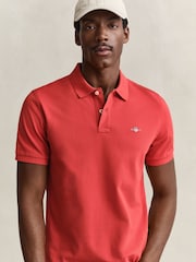 GANT Orange Shield Logo Pique Polo Shirt - Image 4 of 5
