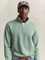 Синий - Gant толстовка с короткой молнией и логотипом - Изображение 1 3