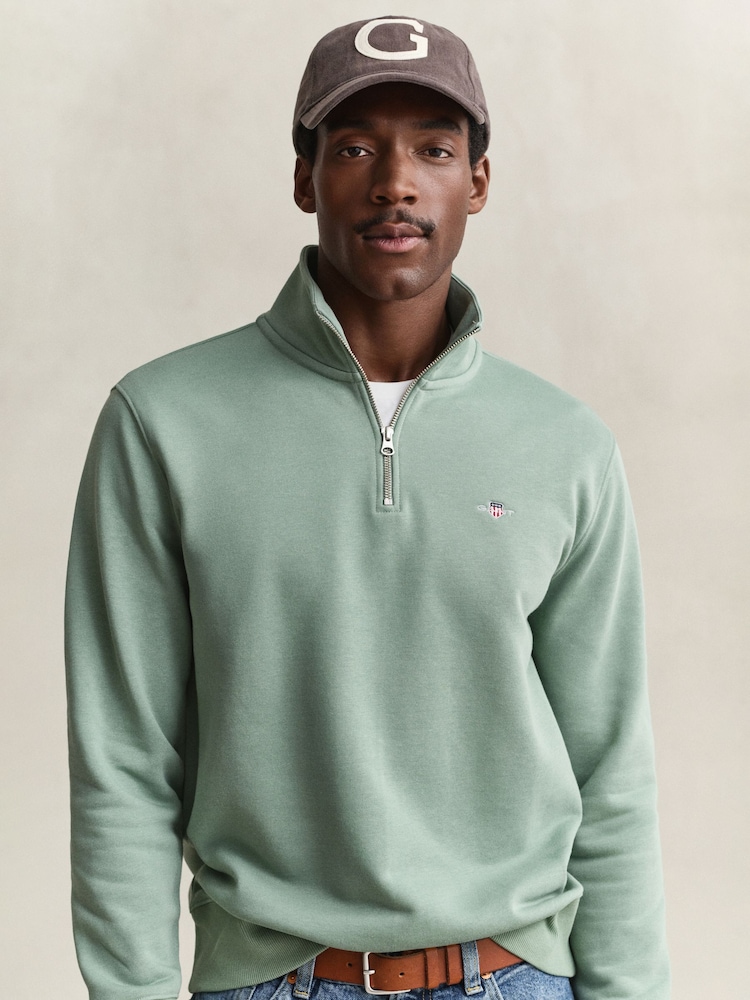 Синий - Gant толстовка с короткой молнией и логотипом - Изображение 1 3