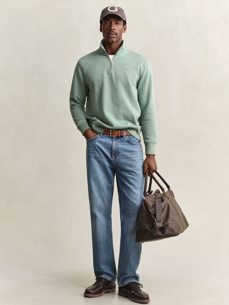 Синий - Gant толстовка с короткой молнией и логотипом - Изображение 3 3