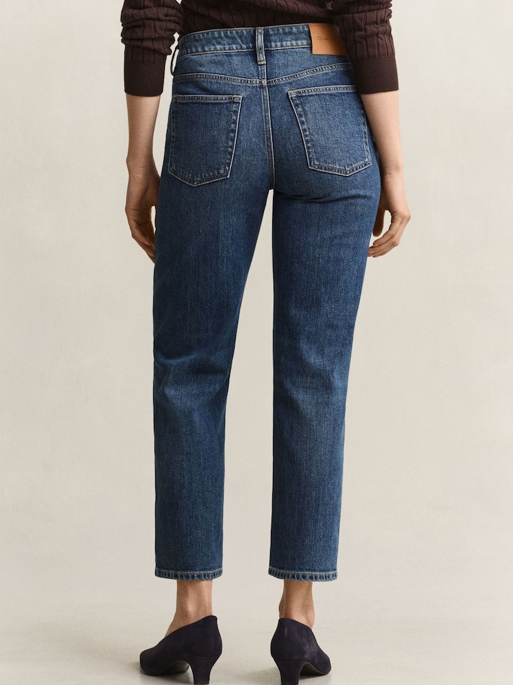 GANT Blue Cropped Straight Leg Stretch Denim Jeans - Image 2 of 7 GANT Blue Cropped Straight Leg Stretch Denim Jeans - Image 2 of 7