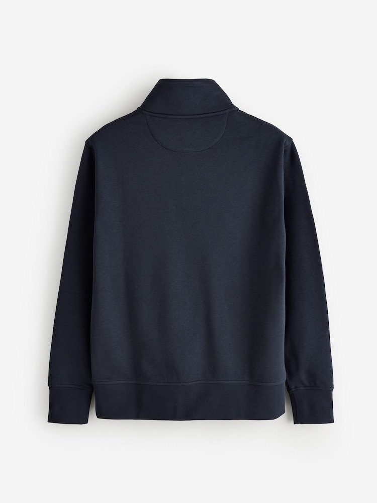 GANT Blue Graphic Logo Quarter Zip Sweatshirt - Image 2 of 4 GANT Blue Graphic Logo Quarter Zip Sweatshirt - Image 2 of 4