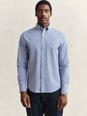 GANT Blue Classic Poplin Gingham Check Shirt - Image 4 of 9