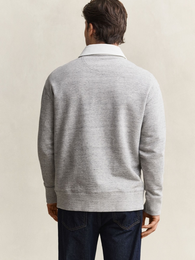 GANT Grey Embroidered Logo Rugby Shirt - Image 2 of 6 GANT Grey Embroidered Logo Rugby Shirt - Image 2 of 6