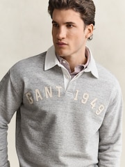 GANT Grey Embroidered Logo Rugby Shirt - Image 4 of 6