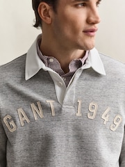 GANT Grey Embroidered Logo Rugby Shirt - Image 5 of 6