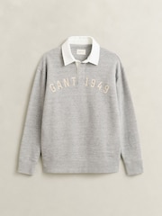 GANT Grey Embroidered Logo Rugby Shirt - Image 6 of 6