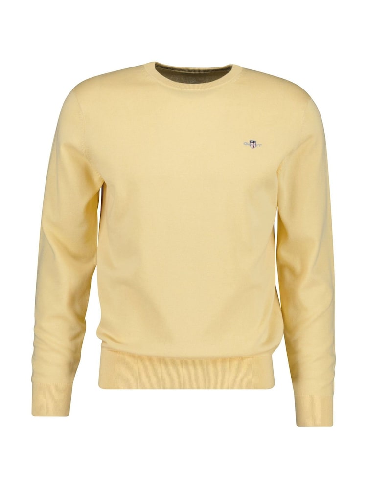 GANT Yellow Classic Cotton Crew Neck Jumper - Image 1 of 1 GANT Yellow Classic Cotton Crew Neck Jumper - Image 1 of 1