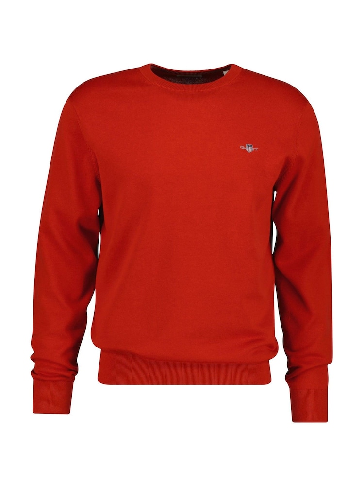 GANT Red Classic Cotton Crew Neck Jumper - Image 1 of 1 GANT Red Classic Cotton Crew Neck Jumper - Image 1 of 1