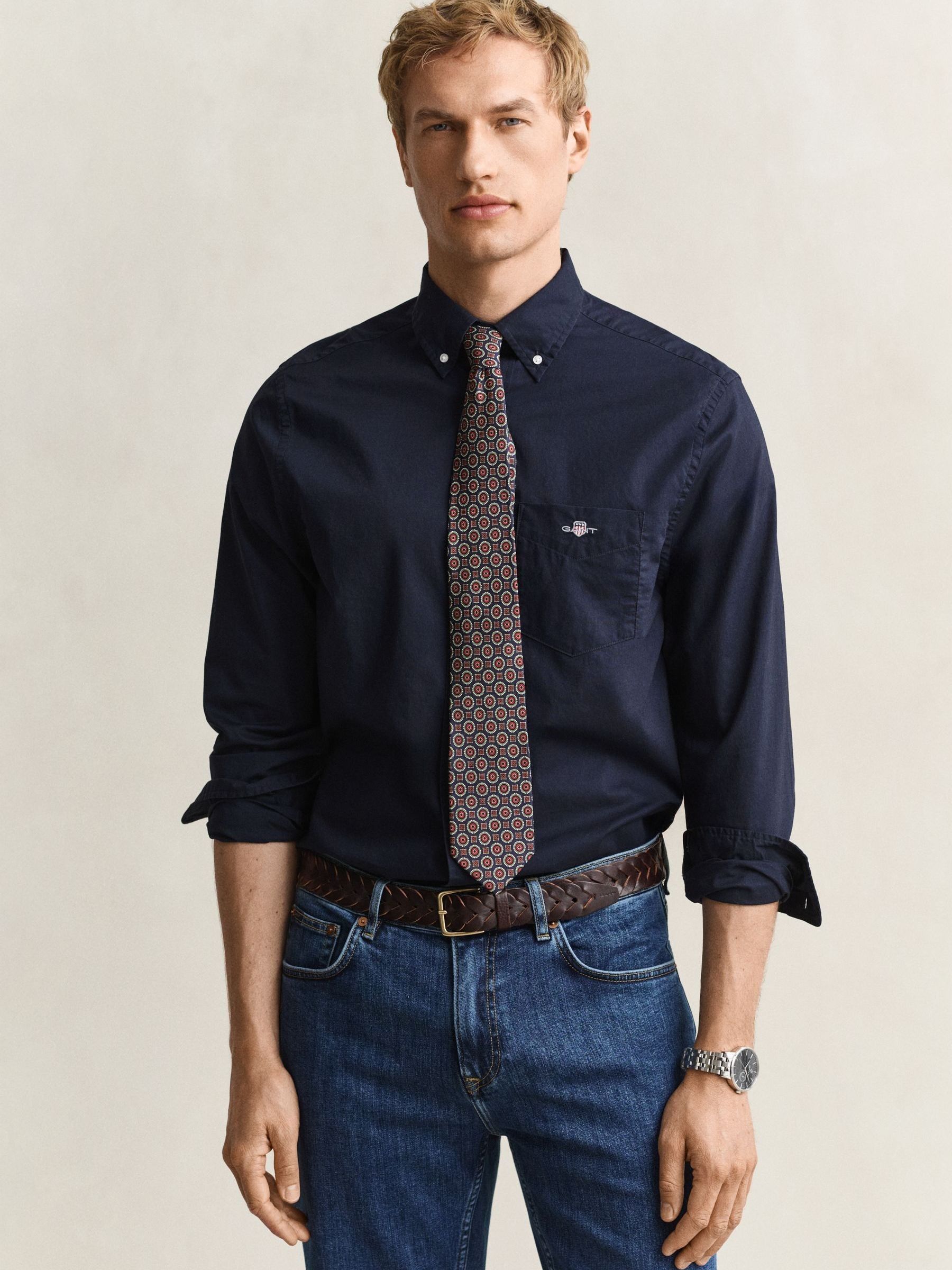 Gant Men's Blue Classic Poplin Shirt - Image 1