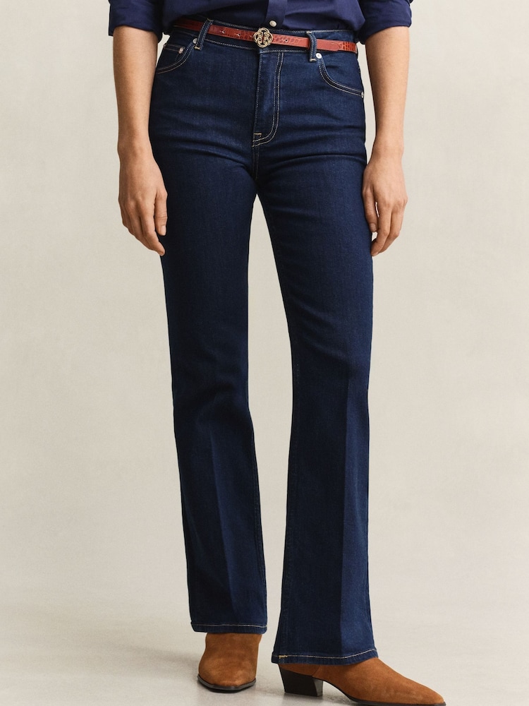 GANT Blue Slim Fit Flare Stretch Denim Jeans - Image 1 of 8