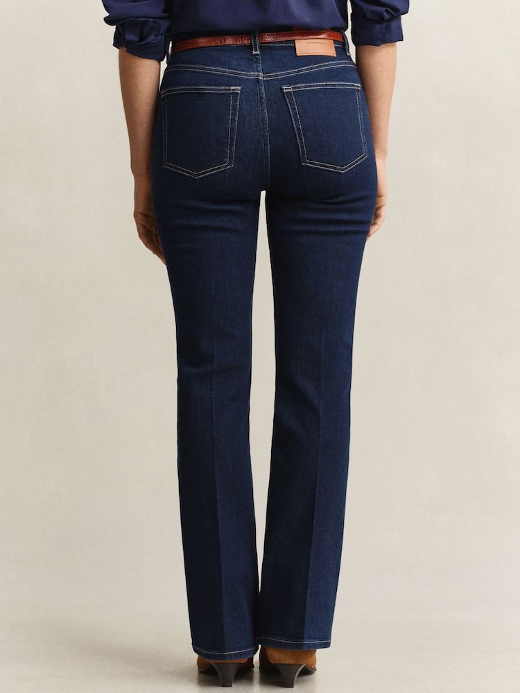 GANT Blue Slim Fit Flare Stretch Denim Jeans - Image 2 of 8