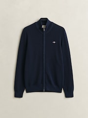 Plavo - GANT Micro Textured Zip Through Cardigan - Slika 5 od 5