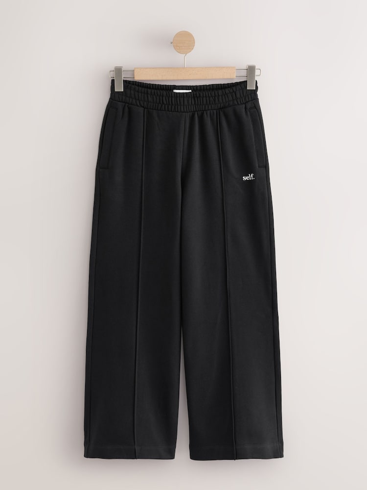 self. Black Wide Leg Joggers - Image 1 of 3