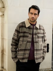 Neutrální - Borg Lined Trucker Jacket With Wool - Obrázek 1 z 7
