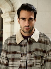 Neutrální - Borg Lined Trucker Jacket With Wool - Obrázek 4 z 7