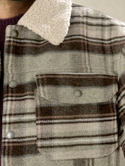 Neutrální - Borg Lined Trucker Jacket With Wool - Obrázek 6 z 7