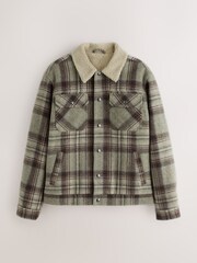 Neutral Borg Lined Trucker Jacket With Wool - Image 8 of 12