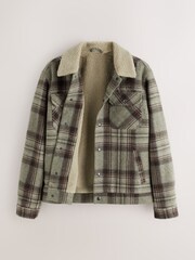Neutral Borg Lined Trucker Jacket With Wool - Image 9 of 12