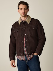 Brown Canvas Trucker Borg Lined Jacket - Image 1 of 7