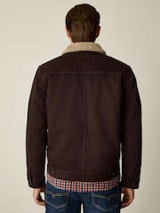 Brown Canvas Trucker Borg Lined Jacket - Image 3 of 7