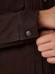 Brown Canvas Trucker Borg Lined Jacket - Image 5 of 7