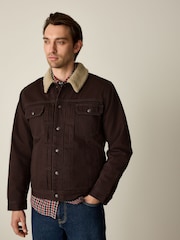 Brown Canvas Trucker Borg Lined Jacket - Image 7 of 7