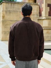 Brown Faux Suede Funnel Neck Jacket - Image 3 of 7