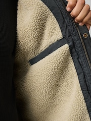Black Cotton Borg Lined Shacket - Image 9 of 14