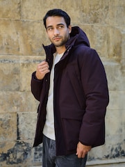 Burgundy Red Shower Resistant Borg Lined Parka Jacket - Image 1 of 7