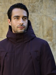 Burgundy Red Shower Resistant Borg Lined Parka Jacket - Image 4 of 7