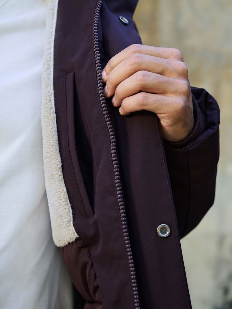 Burgundy Red Shower Resistant Borg Lined Parka Jacket - Image 7 of 7 Burgundy Red Shower Resistant Borg Lined Parka Jacket - Image 7 of 7