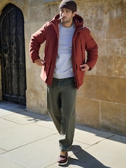 Orange Shower Resistant Borg Lined Parka Jacket - Image 3 of 8