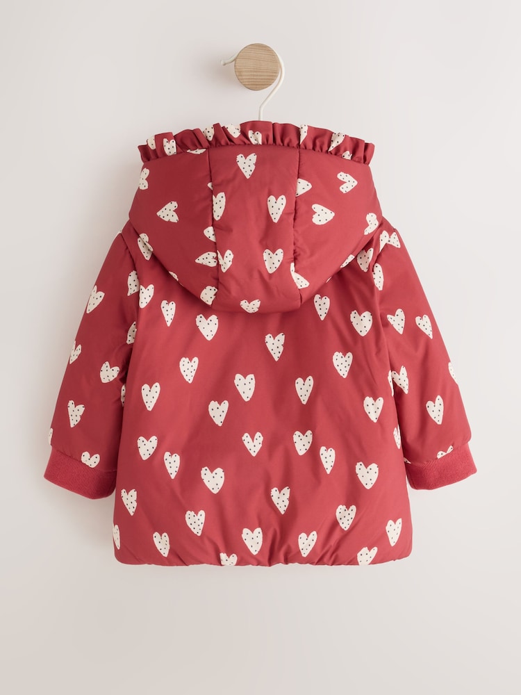 Cœur rouge et blanc imprimé - Veste matelassée à capuche pour bébé (0 mois à 2 ans) - Image 2 sur 5 Cœur rouge et blanc imprimé - Veste matelassée à capuche pour bébé (0 mois à 2 ans) - Image 2 sur 5