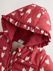 Cœur rouge et blanc imprimé - Veste matelassée à capuche pour bébé (0 mois à 2 ans) - Image 3 sur 5
