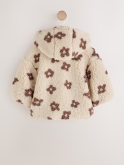 Neutral and Chocolate Floral Borg Baby Zip Thru Jacket (0mths-2yrs) - Image 6 of 9