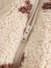 Neutral and Chocolate Floral Borg Baby Zip Thru Jacket (0mths-2yrs) - Image 8 of 9