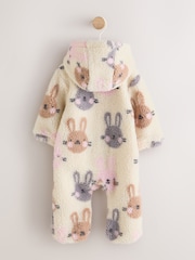Ecru Bunny All Over Print Borg Hooded Baby All-In-One (0mths-2yrs) - Image 2 of 5