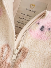 Ecru Bunny All Over Print Borg Hooded Baby All-In-One (0mths-2yrs) - Image 3 of 5
