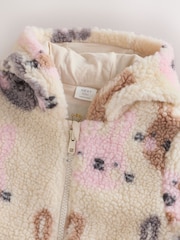 Ecru Bunny All Over Print Borg Hooded Baby All-In-One (0mths-2yrs) - Image 4 of 5