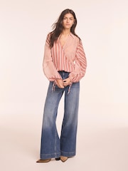 Mint Velvet Orange Striped Wrap Shirt - Image 4 of 8