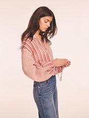 Mint Velvet Orange Striped Wrap Shirt - Image 5 of 8