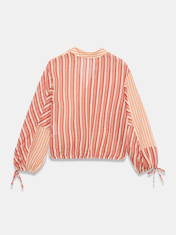 Mint Velvet Orange Striped Wrap Shirt - Image 8 of 8