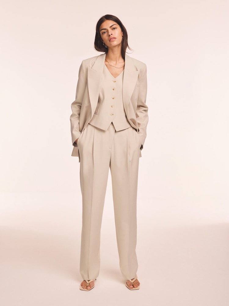 Mint Velvet Grey Tapered Buckle Detail Trousers - Image 1 of 8