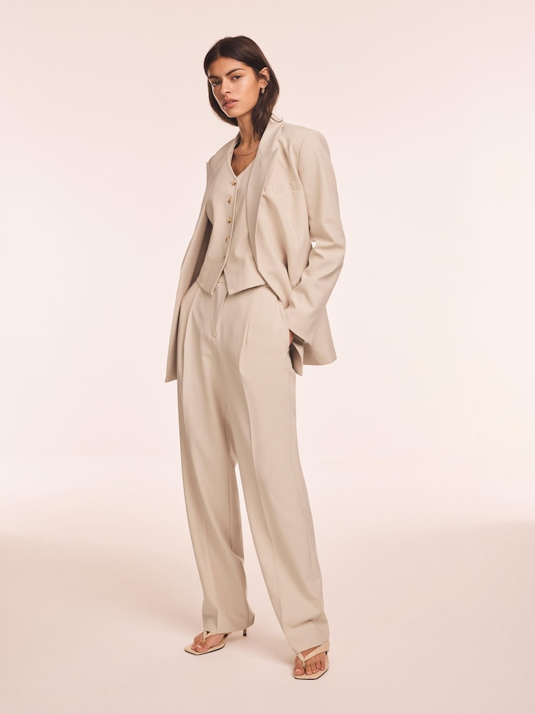 Mint Velvet Grey Tapered Buckle Detail Trousers - Image 2 of 8