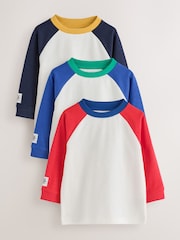 Multi Bright Long Sleeve Raglan T-Shirts 3 Pack (3mths-7yrs) - Image 1 of 6