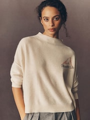 Anthropologie Alani Cashmere Mock Neck White Jumper - Image 1 of 4