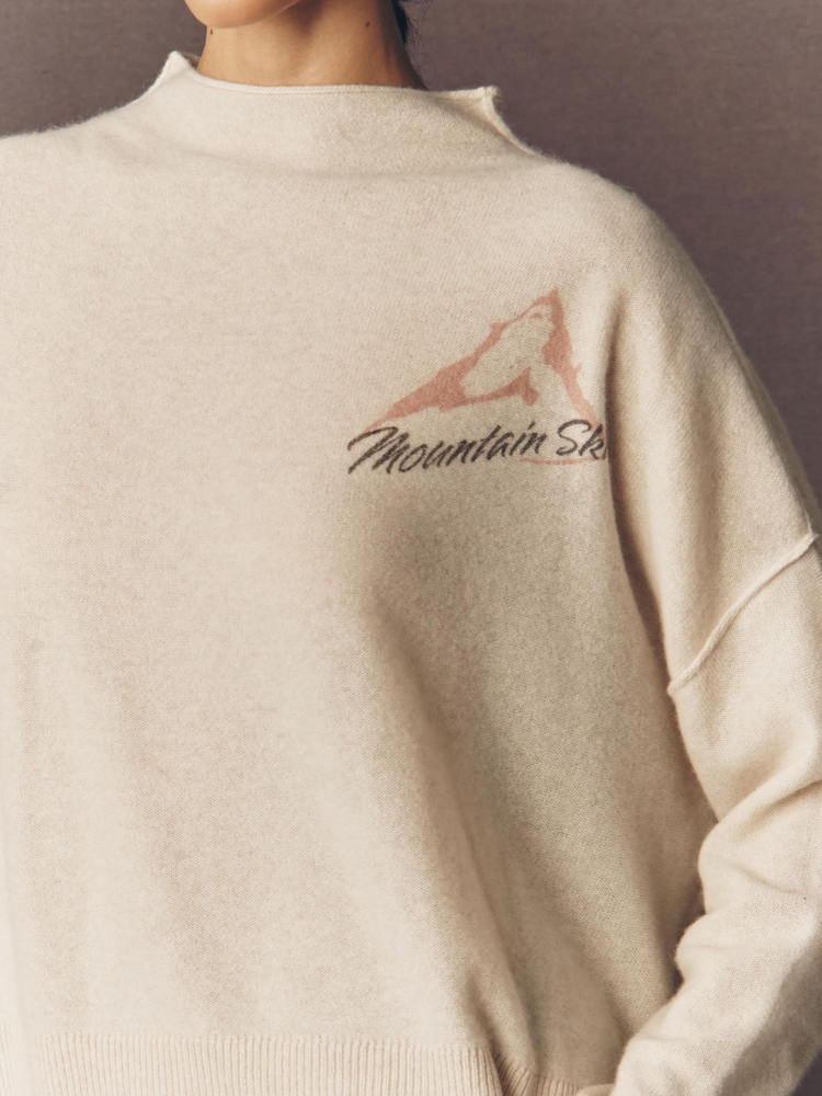 Anthropologie Alani Cashmere Mock Neck White Jumper - Image 4 of 4